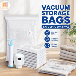 5PCS/Set Reusable Vacuum Sealer Bag Travel Storage Resealable Compressed Convenient Home Storage Bag For Clothes Blanket Pillow