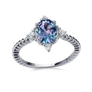 Her Jewellery Moya Dusha Alexandrite Ring - Exquisite Lab-Cultivated Alexandrite Gem plated with 18K Gold