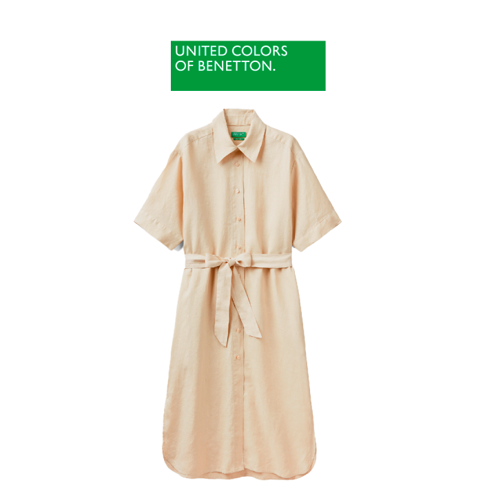 seina midi dress in natural linen Midi Swing Linen Dress Natural main image 0
