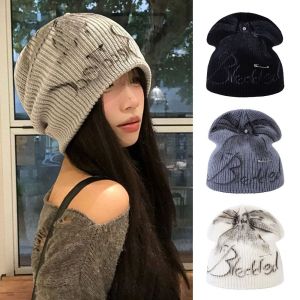 IFFINE Vẽ nơ Mũ len dệt Thư Nhiều màu sắc Mũ len Thời trang Có thể gấp lại Mũ đan Phụ nữ