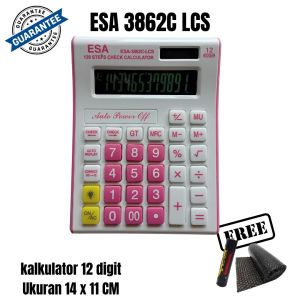 Kalkulator ESA 3862C LCS 12 Digit Check Replay Dual Power Ukuran Sedang Untuk Sekolah Kasir Toko