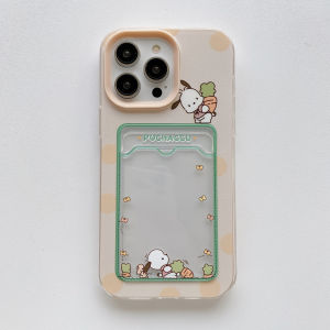 【Hot】Special offer 3-in-1 Card Holder Pochacco & Cinnamon Anti-drop TPU+PC Phone CaseFor iPhone 6 7 8 X XS XR 11 12 13 14 15 Series