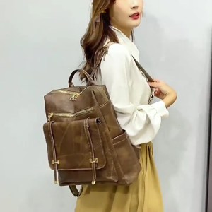 2023 NEW Backpack PU Soft Bookbags for Girl Women Versatile Rucksack Double Strap Shoulder Bag Splashproof Travel Bags