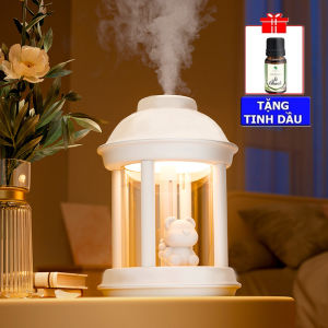 Máy tạo ẩm phun sương hình Gấu K43 máy xông tinh dầu Cute Bear Dung Tích 350ml thanh lọc không khí giữ ẩm có đèn LED 7 màu