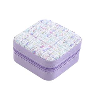 LALEUCA PU Leather Jewelry Packing Bag Flower Buckle Double Layer Earring Storage Case Fashion Multi-function Rings Bearer Box Travel