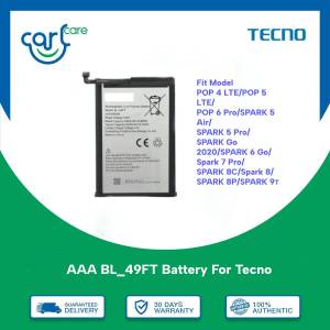 BL-49FT Battery For Tecno POP 4 LTE/POP 5 LTE/POP 6 Pro/SPARK 5 Air/SPARK 5 Pro/SPARK Go 2020/SPARK 6 Go/Spark 7 Pro/SPARK 8C/Spark 8/SPARK 8P/SPARK 9T