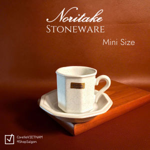 Bộ Tách Trà Cà Phê Noritake Folkstone Gốm Đá Cổ Điển - Tách Espresso Mini Size Kèm Đĩa Lót