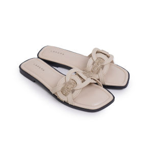 Lapepa RENATA Sendal Wanita Kasual Sendal Slop Cewek Flat Model Korea Style Kekinian Tanpa Hak Crean