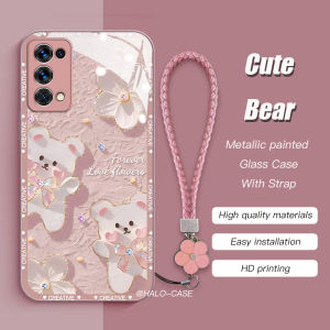 Samsung S23 Ultra Ốp S24ultra S23fe Kim Loại Sơn Khung Thủy Tinh Lỏng Tấm Ốp Ốp điện thoại Với dây đeo tay S22ultra A54 A14 A34 【Tranh Sơn Dầu Gấu 】