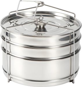 Stackable Stainless Steel Insert Pans 6Qt Instant Pots Accessories 3 Tier Steamer Cooker Pot Set Cook Food Pressure Pot Accessories