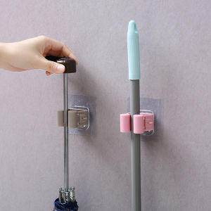 HOME BEST 1pc Non Punch Self Adhesive Mop Holder Strong Wall Mounted Hooks Clip-on Mop Hook Broom Hook Broom Hanger Clip Seemless Mop Rack Broom Mop Holder Mop Buckle Pemegang Pel Pelekat Tanpa Pukulan Dinding Kuat Clip Penyangkut Klip Penyapu FZ1-0047
