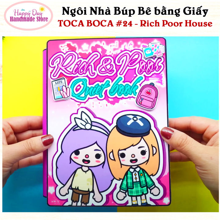 Nhà Búp Bê Bằng Giấy chủ đề Ngôi Nhà của Toca Boca #24 Rich Poor House - DIY Tự Làm cùng Con - 1 Bộ Búp Bê Bóc Dán Giúp Bé Tự Chơi - Đồ Chơi Cho Bé