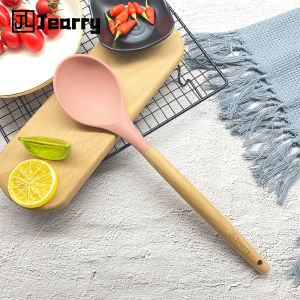 Jearry Tay Cầm Bằng Gỗ Đồ Dùng Nhà Bếp Silicone Rắn Thìa