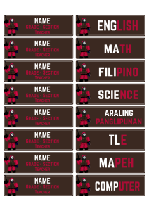 ROBLOX Inspired School Subject and Name Label Sticker | Notebook Label | Book Label | Materials | Folder | Lunch Box