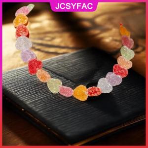 JCSYFAC 1 Mảnh Cô Gái Ngọt Ngào Gummy Nhựa Kẹo Charms Stack Đồ Trang Sức Choker Vòng Cổ Mới Đầy Màu Sắc Thạch Dây Chuyền Trái Tim Cho Phụ Nữ Quà Tặng