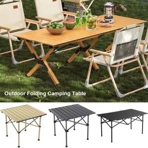 PRIMEPICKGLOBAL Multi Functional Outdoor Folding Camping Table Black/Khaki Carbon Steel Portable Roll Up 2 Sizes Outdoor Picnic Table