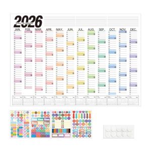 2026 Wall Mounted Calendar Yearly Planner Full Year to View Calendar 2026 Home Office Organiser Planner (74x52.5cm)