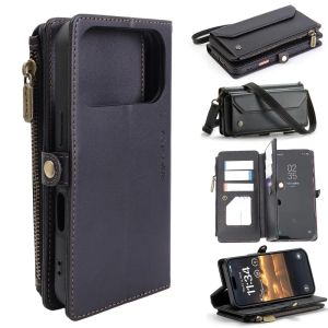 Luxury PU Zipper Wallet Case for IPhone 17 Pro Max Air 17PM Phone Cover with Crossbody Strap Card Slots Cash Pocket Phone Pouch