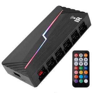 5V 3Pin ARGB + 4Pin PWMs Double 12 Port Fan Hubs Adapters Impact Resistant ABS Controller For Multiple Device Setups