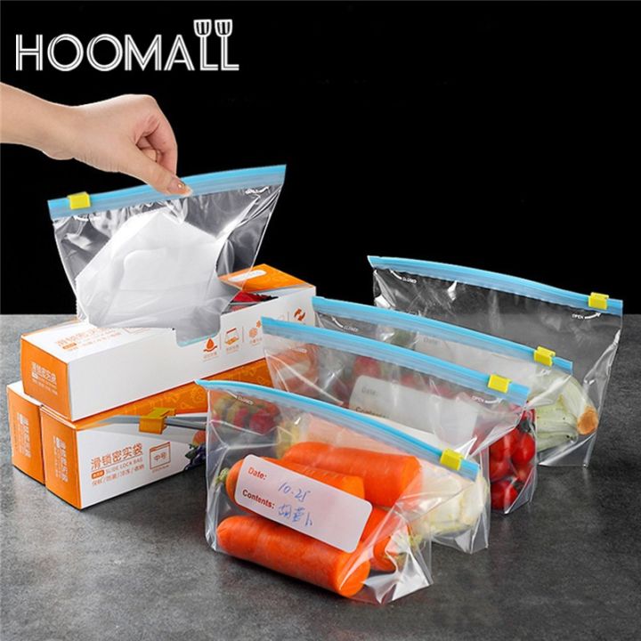 Hoomall 10Pcs Reusable Zipper Bag Stand Up Zip Shut Plastic Freezer Bag