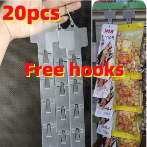 20pcs 63.5cm Plastic Hanging Strip Supermarket Food Transparent Hanging Injection Plastic Strip Display Hanger Hooks