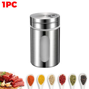 5Pcs Stainless Steel Seasoning Jar Condiment Salt Sugar Shaker Pepper BBQ Spice Storage Box Powder Bottle Container Toothpick Holder