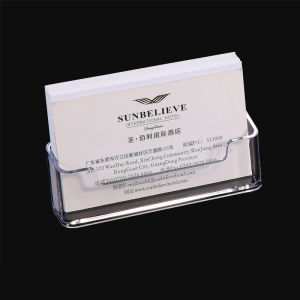 SHUNAICHI Clear Desk Shelf Box Storage Display Stand Acrylic Plastic Transparent Desktop Business Card Holder Location Card Organizer