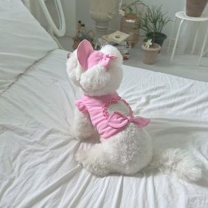 OUTOPEN Soft Pet Love Hollow Tank Top with Hat Flying Sleeve Dog Vest Fashion Breathable Cat Clothes Set For Puppy Cats