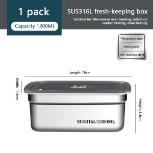 316 Stainless Steel Lunch Box Food Container Fresh Keeping Box With Vacuum Sealed Lid Leak-proof Refrigerable Microwaveable Food Storage Dispensers