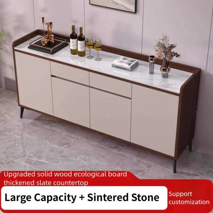 Solid Wood Sideboard Storage Cabinet Wall-Mounted Integrated Tea ...
