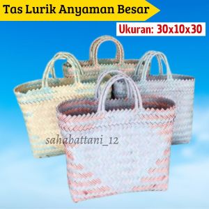 Tas lurik anyaman besar ukuran 30x10x30 | tas jinjing belanja ke pasar