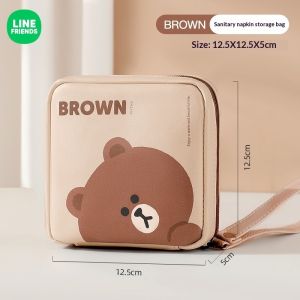 LINE FRIENDS Brown Sanitary Pad Pouch Discreet Privacy PU Leather LFB119