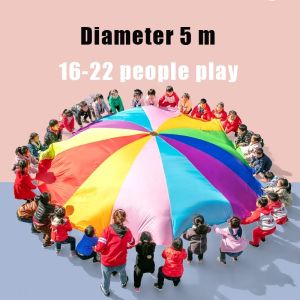 Children Rainbow Parachute Sensory Integration Training Toy Kindergarten Outdoor Cooperative Group Games Parent Child Activity E
