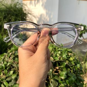 แว่นตา กรองแสง กันแสงสีฟ้า และกัน UV 400 ถนอมสายตา กรอบพลาสติกใส [กรอบทรงหยดน้ำ สีใส - Clear Color สีเทา - Grey]