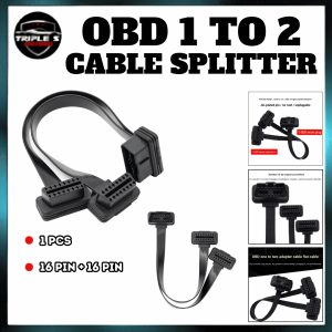 OBD2 16-pin Male to Female Flat Extension Cable 30cm 1-to-2 Splitter With Switch