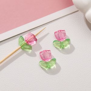 จี้ดอกทิวลิปอะคริลิก20เซ็ต/ถุงสำหรับต่างหูสร้อยคอ DIY สร้อยข้อมือพวงกุญแจการทำเครื่องประดับหัตถกรรมอุปกรณ์เสริม