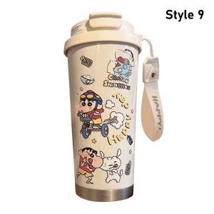DYT Doraemon Labubu Coffee Cup Crayon Shin chan 520ml Thermal Cup  Double-layer American Coffee Mug Kid Gift