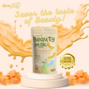 【ORIGONAL】DEAR FACE Beauty Milk | Premium Melon/Strawberry/Lychee Japanese Collagen Drink for Anti-Aging & Glowing Skin | 10 Sachets FDA Approv