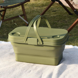 16L Foldable Bucket Multi-Purpose Outdoor Storage Bucket with Lid Can As Table Water  Pail Bucket