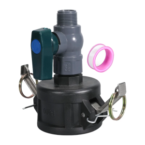 Portable Sturdy Plastic IBC Tank Adapter Connectoors 2Inch to 3/4Inch GHT With Shut Off Round Valves Water Flows Control
