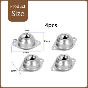 4ชิ้น ลูกล้อแบริ่ง ทรงกลม แบบสกรู ลูกล้อหมุน สเตนเลส โลหะ ลูกบอลลำเลียง เหมาะสำหรับพื้นไม้ Ball Transfer