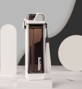 330ml 350ml Adult and Kids Elegant fashionable Handy Square Flat Design water bottle | PU cover Sling Strap Silicone Spout | Tritan BPA-free | PINKAH