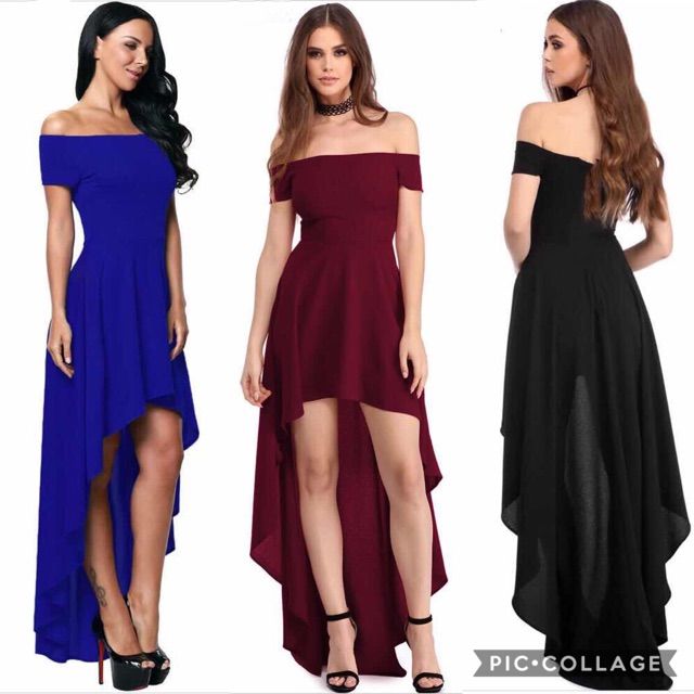 Off shoulder shop long back dress