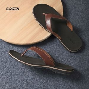 Cogen Sendal Pria Kulit Sandal Jepit Cowo Leather Marino Series Kasual MRK