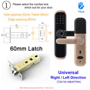 RAYKUBE Bluetooth Wifi Smart Door Lock Fingerprint IC Card Password Keyless TT Lock Mobile Phone APP Remote Alexa Unlock Different Size Mortise Lock X3 (Gold)