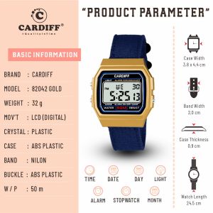 CARDIFF LCD 82042 Jam Tangan Nilon Digital Water Resist