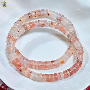 Collection Grade Rare Icy Piao Hua Nanhong Red Agate Abacus Rondelle Bracelet