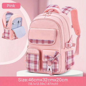 Girls School Backpack Waterproof Fabric Lightweight Breathable School Bag Large Capacity with Multiple Pockets for Kids