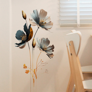 Elegant Flower Wall Sticker 90x43cm Floral Wall Decal Peel & Stick Decorative Sticker for Bedroom Living Room Home Decor