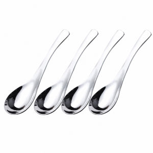 4PCS Stainless Steel Spoon Set 430 Thick Durable Eating Spoon with Mirror Finish Suitable for Soup Kitchen Cutlery and Tableware.